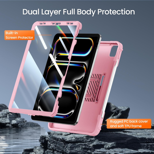 Ztotop Tam Korumal iPad Pro M4 Klf (13 in)-Pink