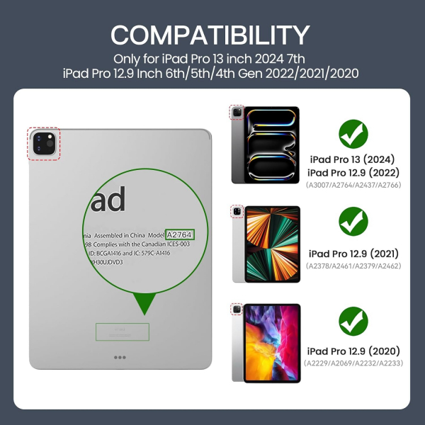 Ztotop Tam Korumal iPad Pro M4 Klf (13 in)-Navy Blue