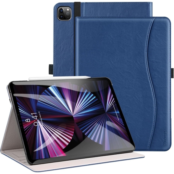 Ztotop iPad Pro Deri Standl Klf (11 in)(2. Nesil)-Navy Blue