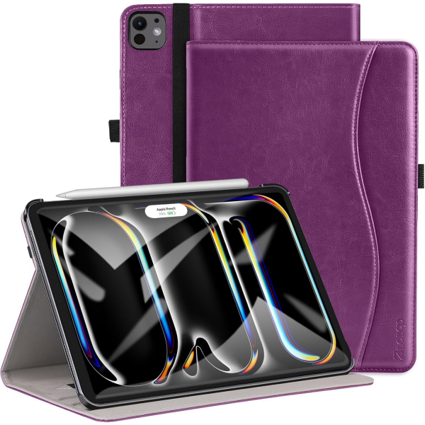 Ztotop iPad Pro M4 Deri Standl Klf (13 in)-Purple