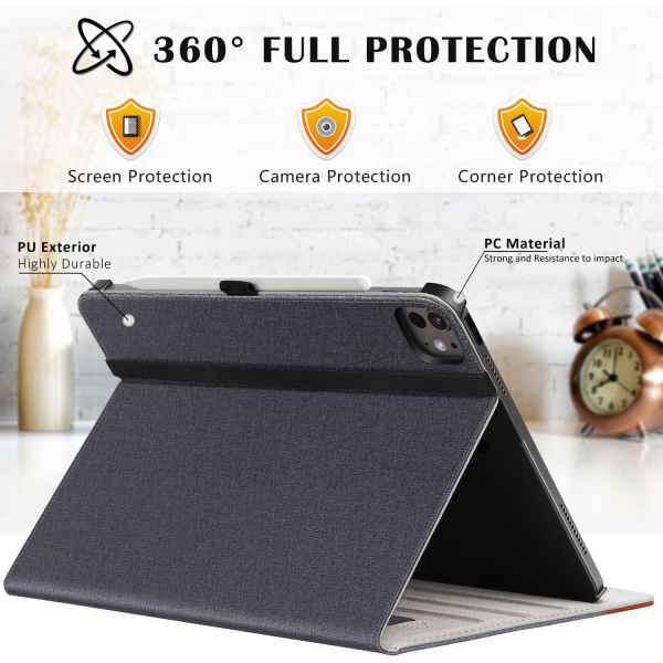 Ztotop iPad Pro M4 Deri Standl Klf (13 in)-Denim Black