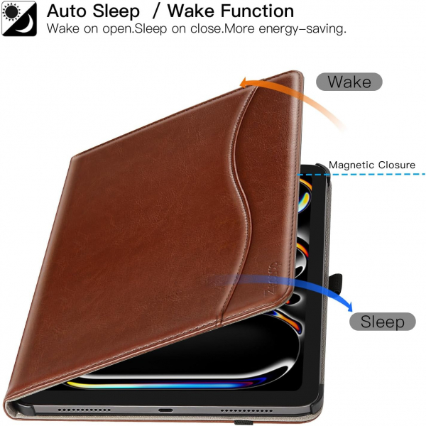 Ztotop iPad Pro M4 Deri Standl Klf (13 in)-Brown