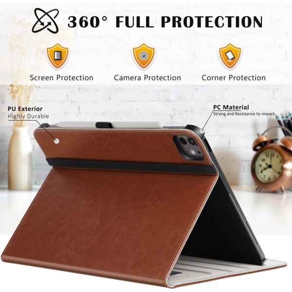 Ztotop iPad Pro M4 Deri Standl Klf (13 in)-Brown