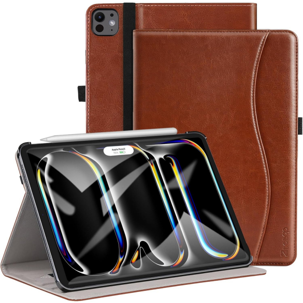 Ztotop iPad Pro M4 Deri Standl Klf (13 in)-Brown