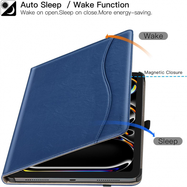 Ztotop iPad Pro M4 Deri Standl Klf (13 in)-Navy