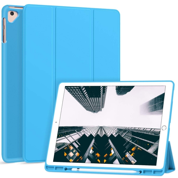 Ztotop iPad Pro Kalem Blmeli Klf (12.9 in)-Light Blue