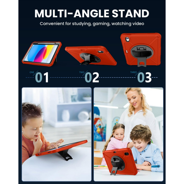 Ztotop Apple iPad A16 Rotating Klf (11 in)-Red