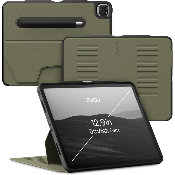 Zugu Case iPad Pro The Alpha Case (12.9 inch)(2021)(5. Nesil)-Olive Green
