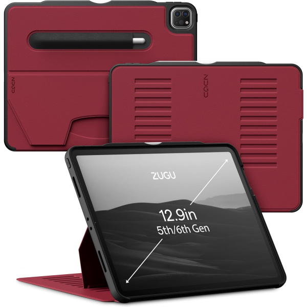 Zugu Case iPad Pro The Alpha Case (12.9 inch)(2021)(5. Nesil)-Scarlet Red