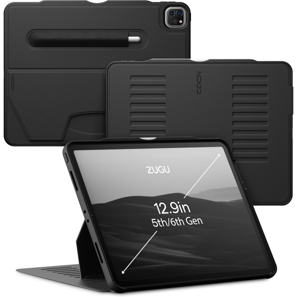 Zugu Case iPad Pro The Alpha Case (12.9 inch)(2021)(5. Nesil)-Stealth Black