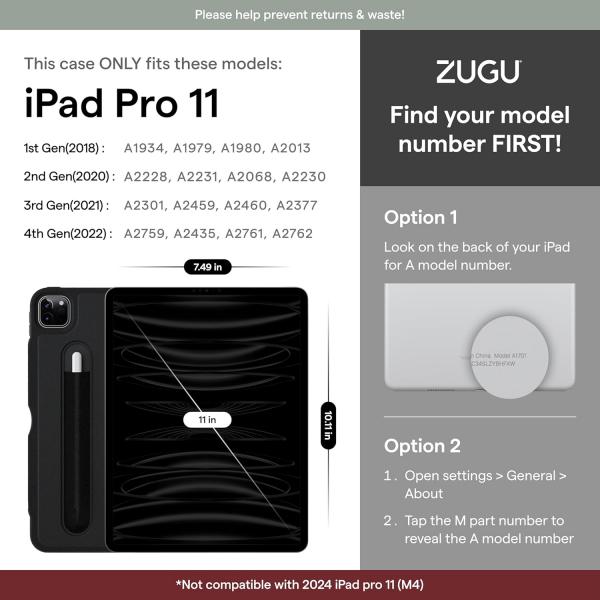 Zugu Case iPad Pro The Alpha Klf (11 in)(2020)(2. Nesil)-Stealth Black