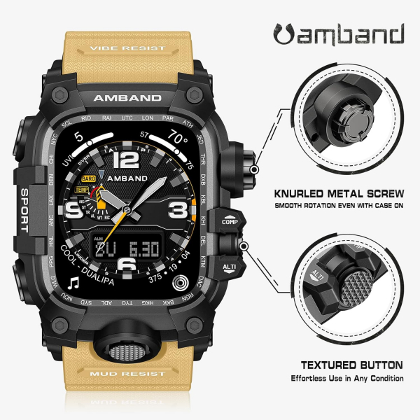 amBand Apple Watch 9/8/7 45mm Darbeye Dayankl Kay-Sand Beige