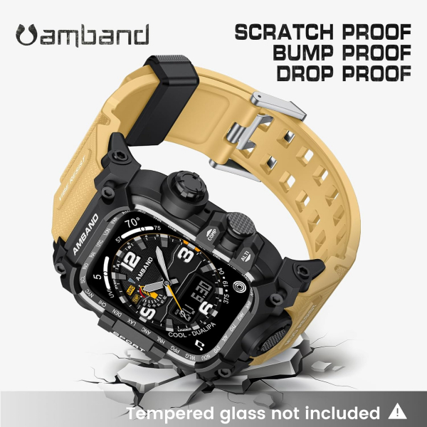 amBand Apple Watch 9/8/7 45mm Darbeye Dayankl Kay-Sand Beige