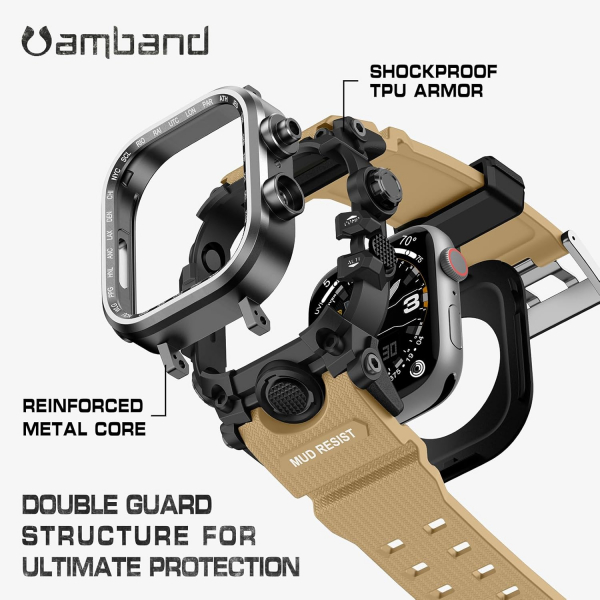 amBand Apple Watch 9/8/7 45mm Darbeye Dayankl Kay-Sand Beige