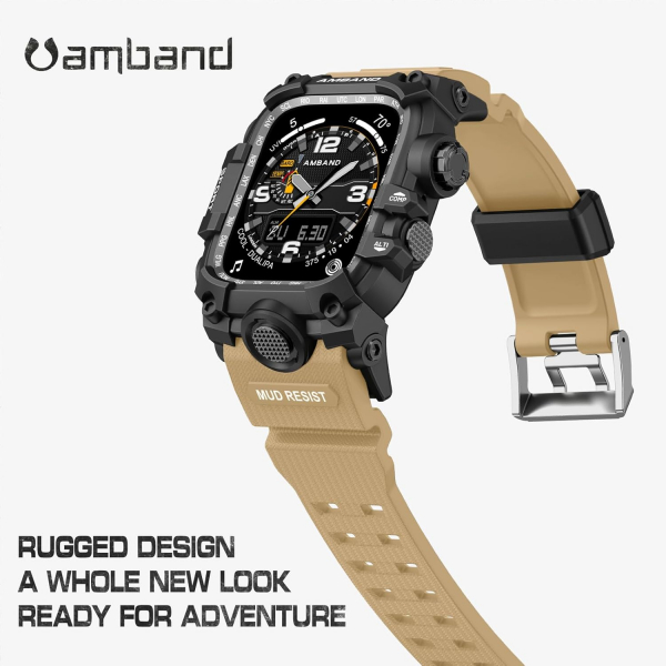 amBand Apple Watch 9/8/7 45mm Darbeye Dayankl Kay-Sand Beige