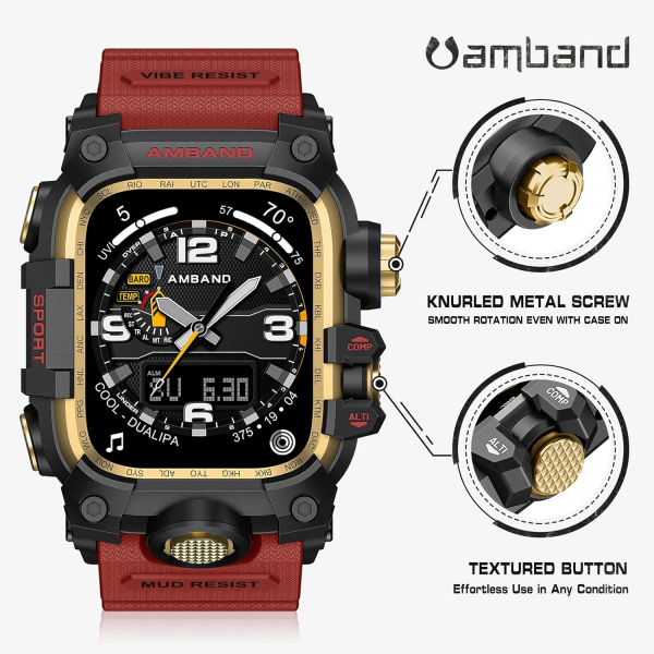 amBand Apple Watch 9/8/7 45mm Darbeye Dayankl Kay-Red