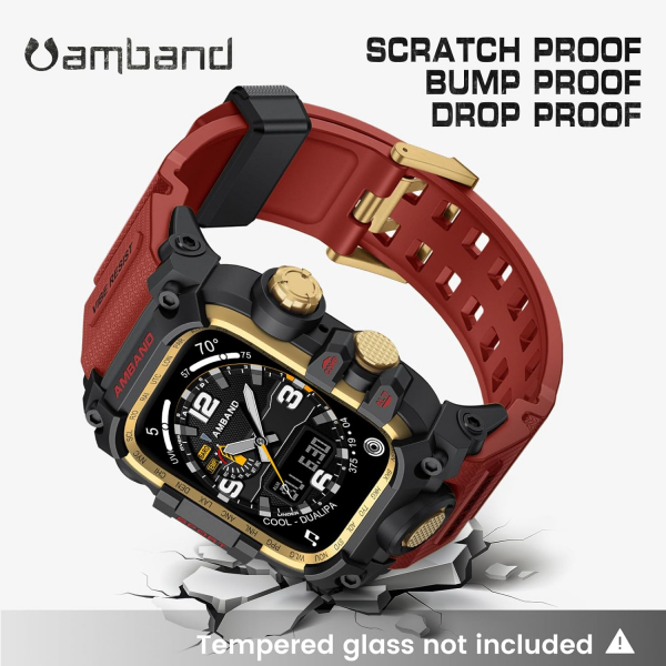 amBand Apple Watch 9/8/7 45mm Darbeye Dayankl Kay-Red