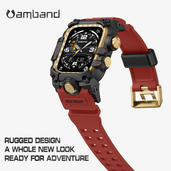 amBand Apple Watch 9/8/7 45mm Darbeye Dayankl Kay-Red