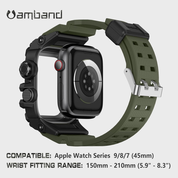 amBand Apple Watch 9/8/7 45mm Darbeye Dayankl Kay-Army Green