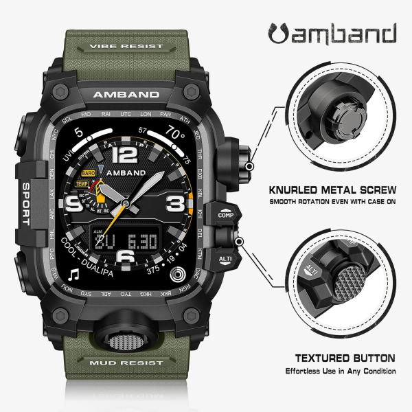 amBand Apple Watch 9/8/7 45mm Darbeye Dayankl Kay-Army Green