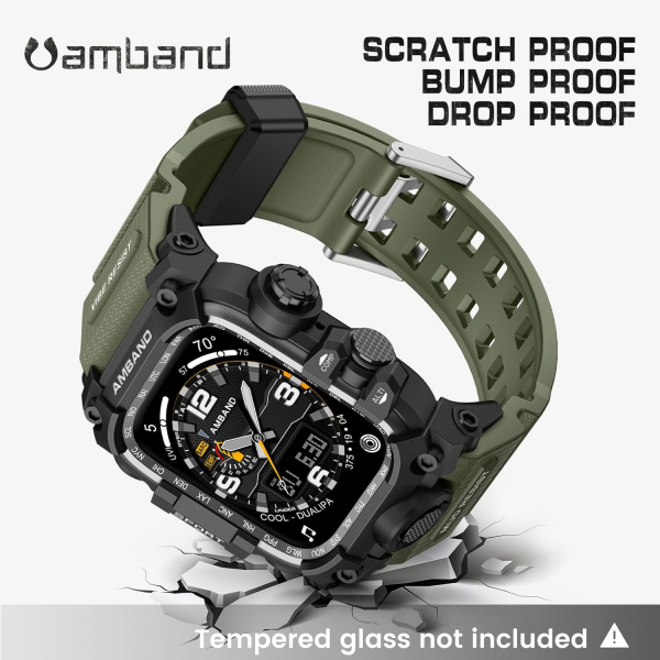 amBand Apple Watch 9/8/7 45mm Darbeye Dayankl Kay-Army Green