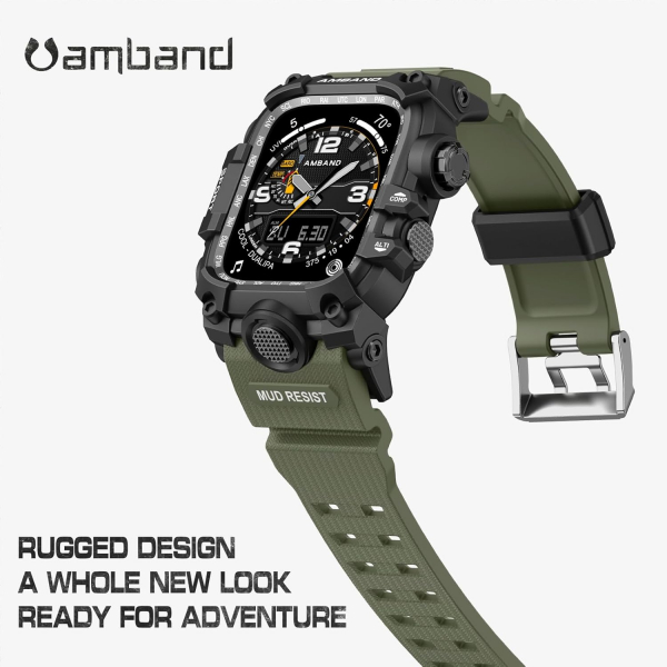 amBand Apple Watch 9/8/7 45mm Darbeye Dayankl Kay-Army Green