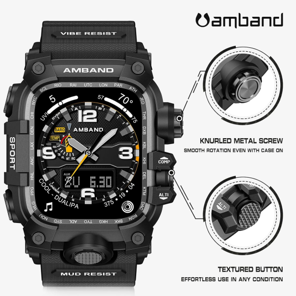 amBand Apple Watch 9/8/7 45mm Darbeye Dayankl Kay-Matte Black 