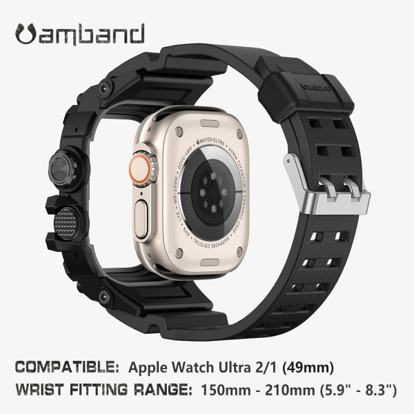 amBand Apple Watch Ultra 49mm Darbeye Dayankl Kay-Matte Black