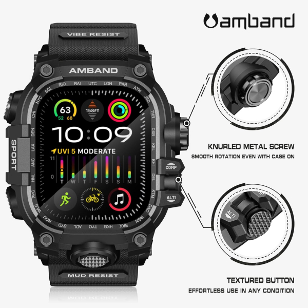 amBand Apple Watch Ultra 49mm Darbeye Dayankl Kay-Matte Black