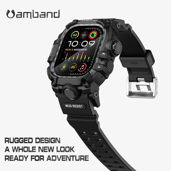amBand Apple Watch Ultra 49mm Darbeye Dayankl Kay-Matte Black