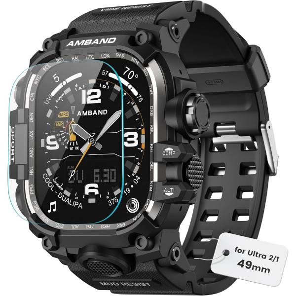 amBand Apple Watch Ultra 49mm Darbeye Dayankl Kay-Matte Black