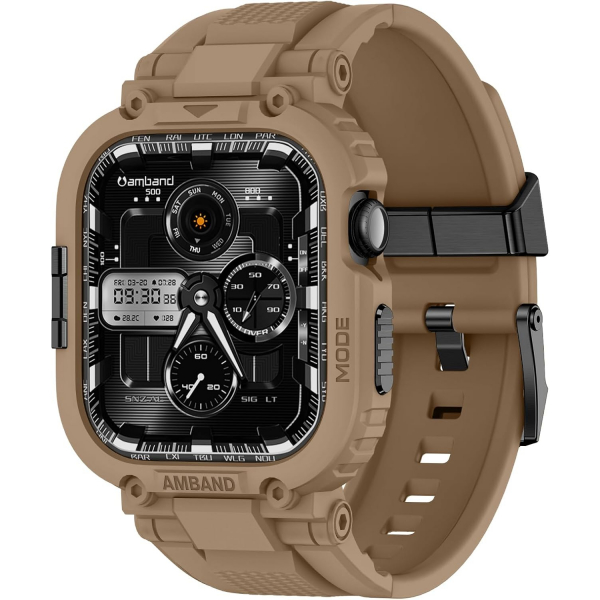 amBand Apple Watch 11/10 46mm M1 Sport Silikon Kay�� -Tan