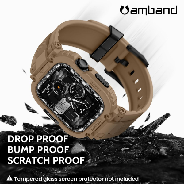 amBand Apple Watch 11/10 46mm M1 Sport Silikon Kay�� -Tan
