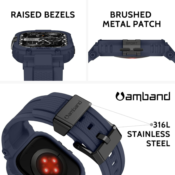 amBand Apple Watch 11/10 46mm M1 Sport Silikon Kay�� -Navy Blue