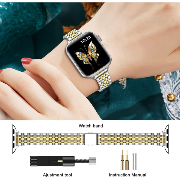 MioHHR Apple Watch 10 42mm elik Kay -Silver Gold