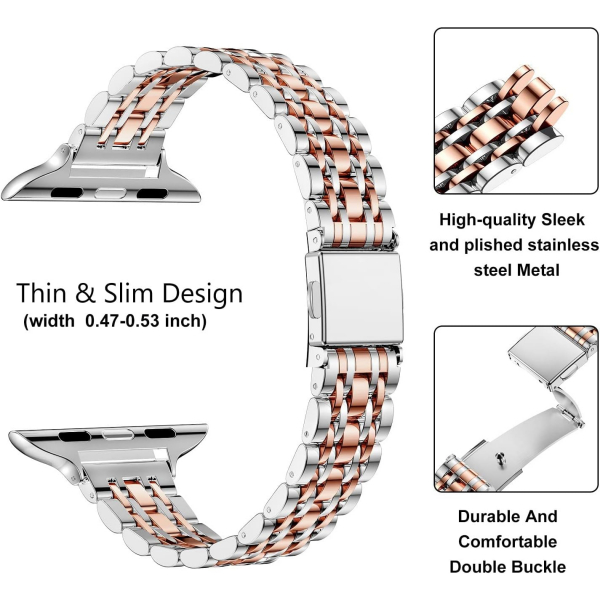 MioHHR Apple Watch 10 42mm elik Kay -Silver Rose Gold