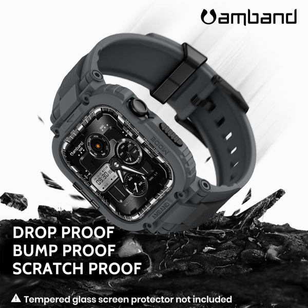 amBand Apple Watch 11/10 42mm M1 Sport Silikon Kay�� -Gray