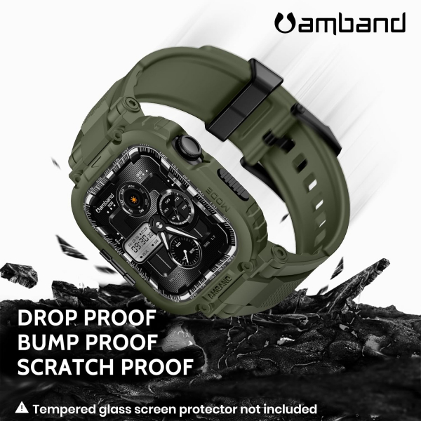 amBand Apple Watch 11/10 42mm M1 Sport Silikon Kay�� -Green