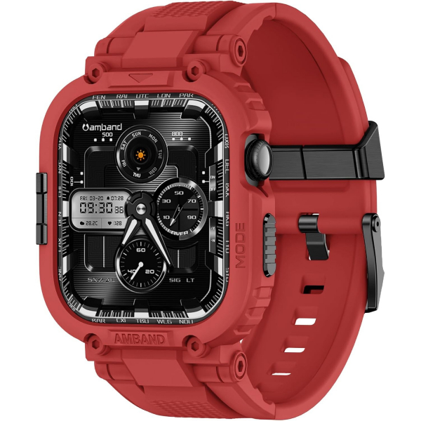 amBand Apple Watch 11/10 42mm M1 Sport Silikon Kay�� -Red