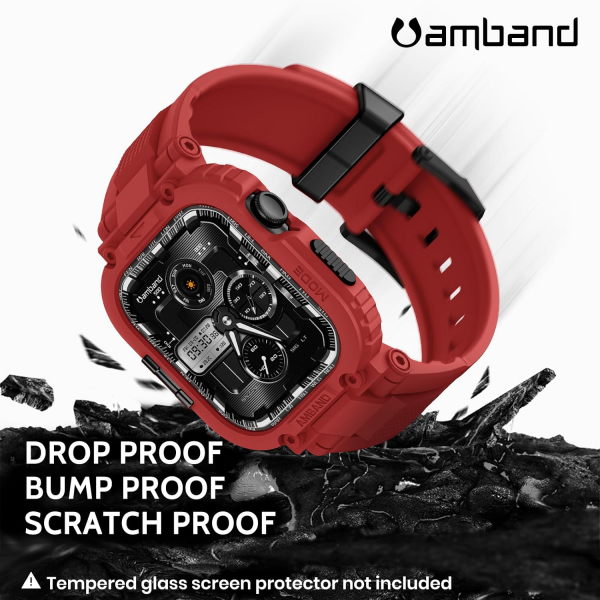 amBand Apple Watch 11/10 42mm M1 Sport Silikon Kay�� -Red