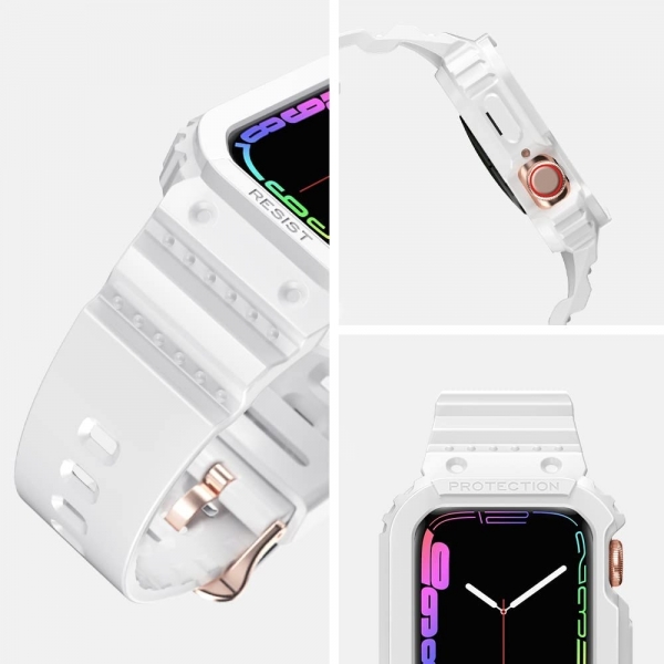 amBand Apple Watch 7 Koruyucu Klf (41mm)-Glitter White