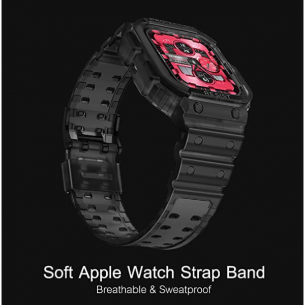 amBand Apple Watch 7 Koruyucu Klf (45mm)-Frosted Black