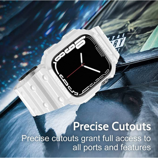 amBand Apple Watch 7 Koruyucu Klf (45mm)-White