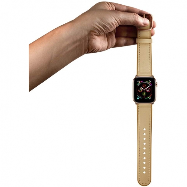 amBand Apple Watch Deri Kayış (38/40mm)-Creamy
