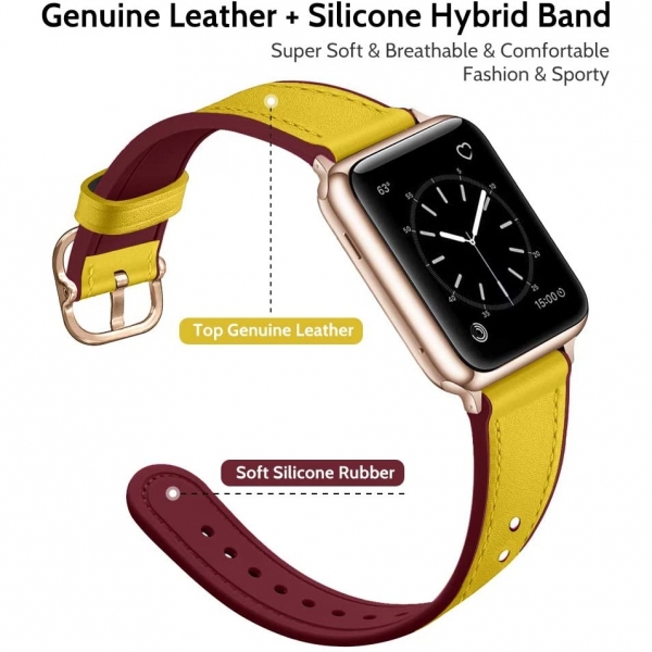 amBand Apple Watch Deri Kayış (38/40mm)-Yellow