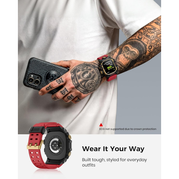 amBand Apple Watch Ultra 49mm Darbeye Dayankl Kay-Red