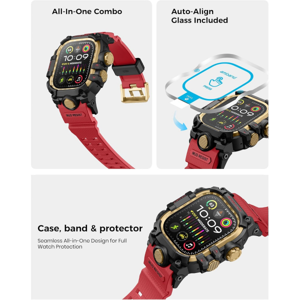 amBand Apple Watch Ultra 49mm Darbeye Dayankl Kay-Red