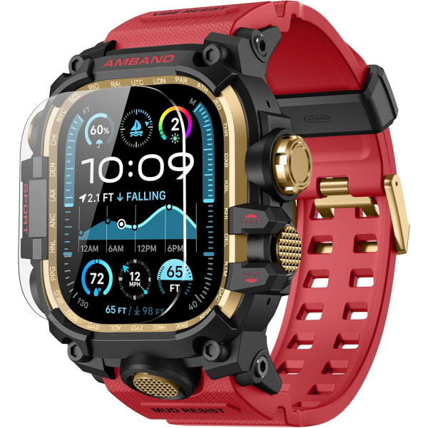 amBand Apple Watch Ultra 49mm Darbeye Dayankl Kay-Red