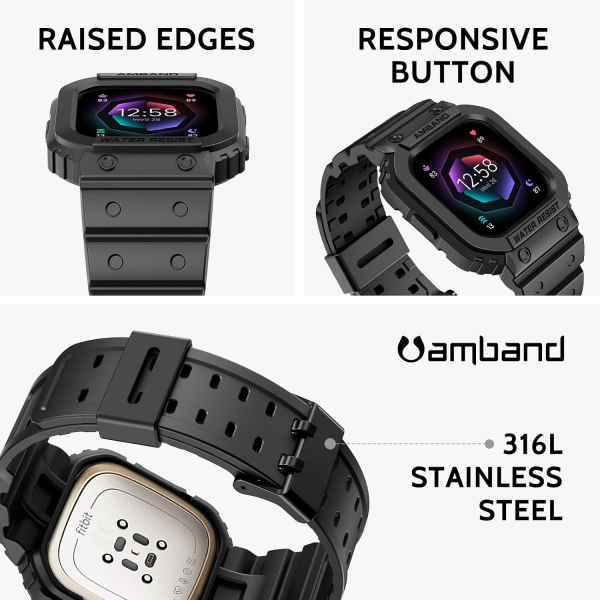 amBand Fitbit Sense/Versa K�l�fl� Spor Kay��-Black