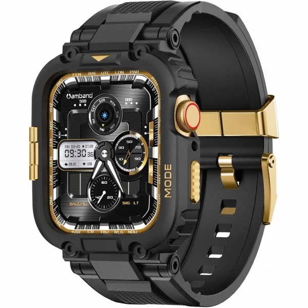 amBand M1 Sport Apple Watch 8 Kay(MIL-STD-810G)(42/44/45mm)-Black Gold